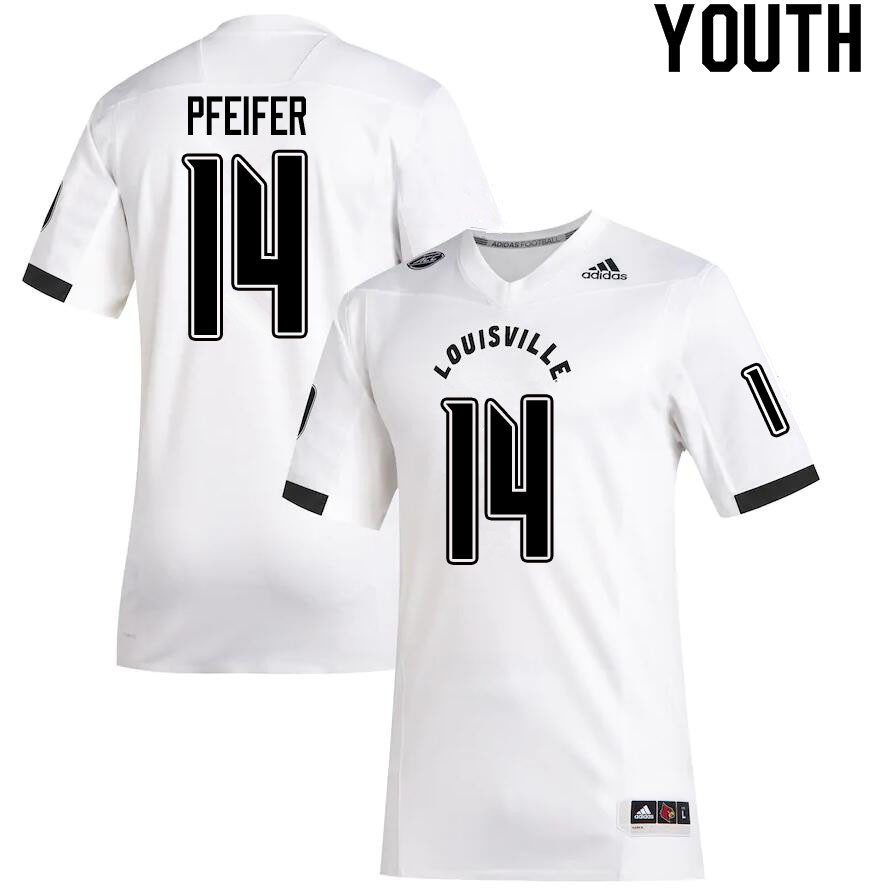Youth #14 Ean Pfeifer Louisville Cardinals College Football Jerseys Sale-White